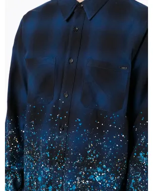 AMIRI クリスタルペインター フランネル ボタンダウンシャツ ブルー - サムネイル5