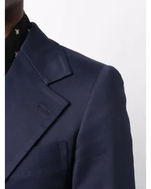 Saint Laurent Pre-Owned ノッチド・ラペル・シングルブレスト・ブレザー - ブルー - サムネイル5