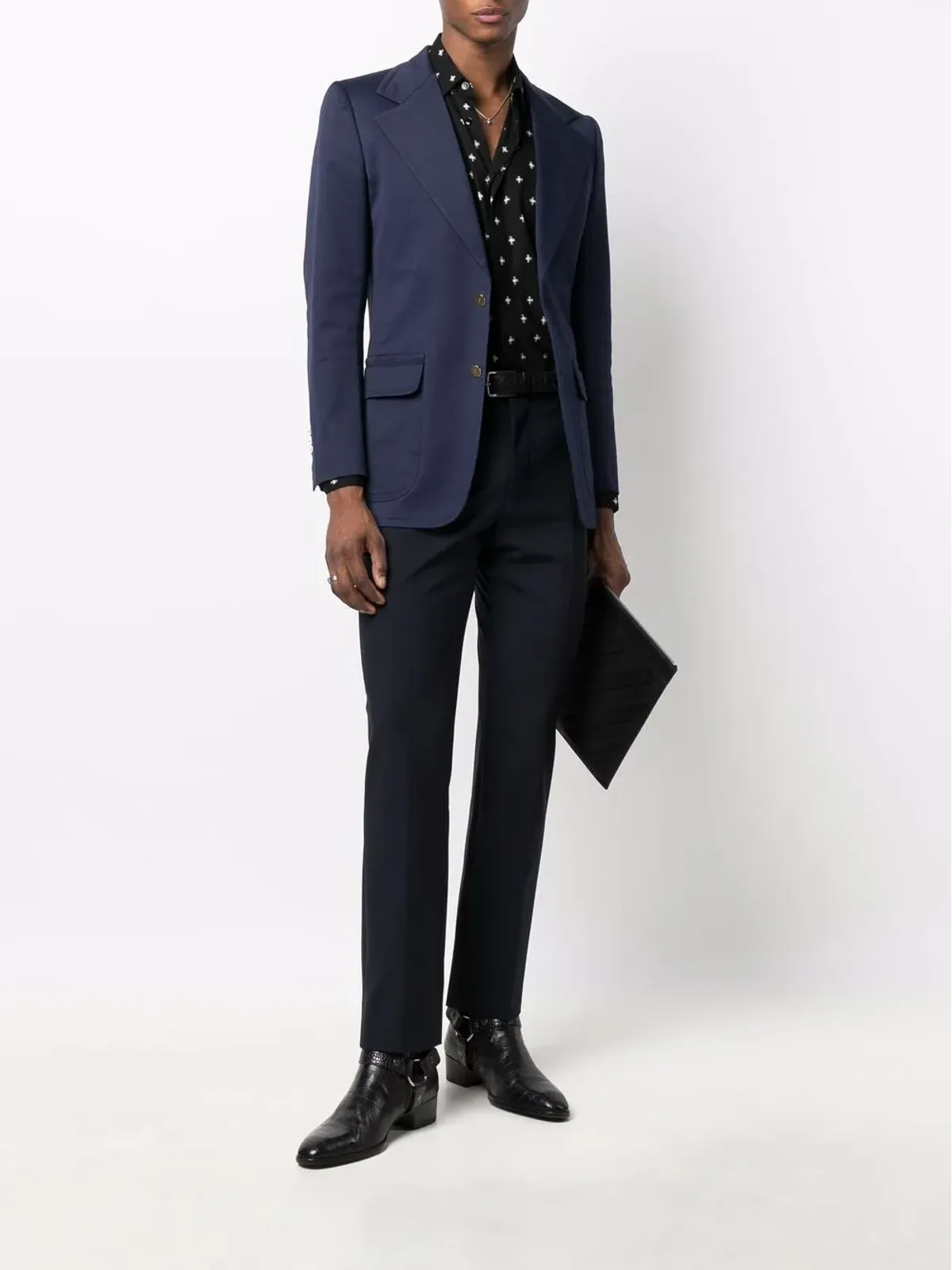 Saint Laurent Pre-Owned ノッチド・ラペル・シングルブレスト・ブレザー - ブルー - 画像2