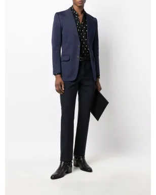 Saint Laurent Pre-Owned ノッチド・ラペル・シングルブレスト・ブレザー - ブルー - サムネイル2