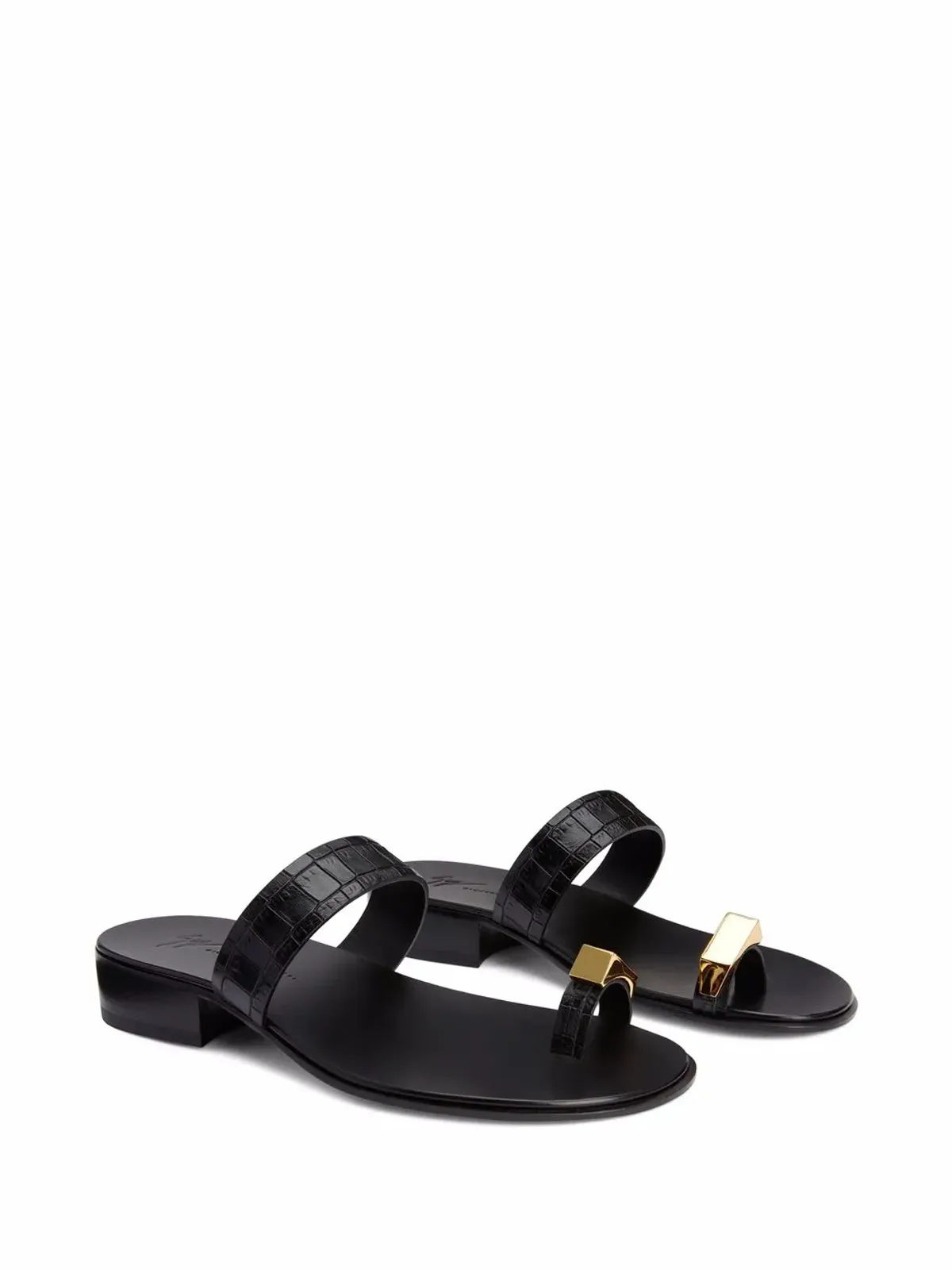 Giuseppe Zanotti バーダック蛇革風トゥーループサンダル - ブラック - 画像2