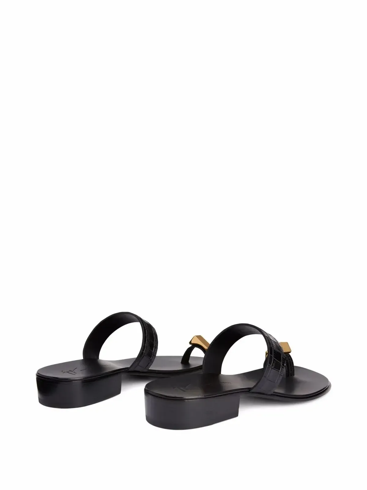 Giuseppe Zanotti バーダック蛇革風トゥーループサンダル - ブラック - 画像3