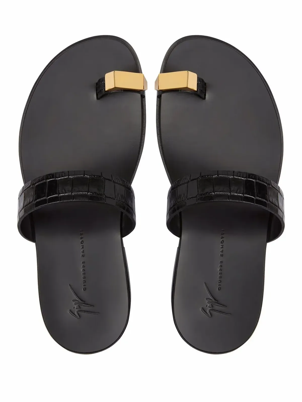 Giuseppe Zanotti バーダック蛇革風トゥーループサンダル - ブラック - 画像4