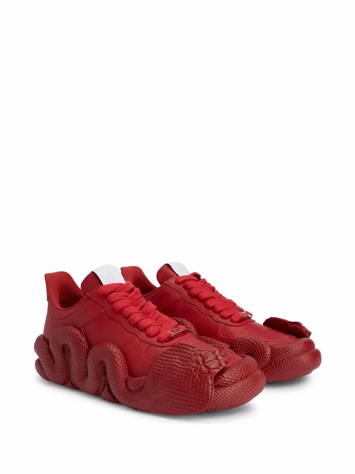 Giuseppe Zanotti コブラスネークトリム ローカットスニーカー（レッド） - 画像2