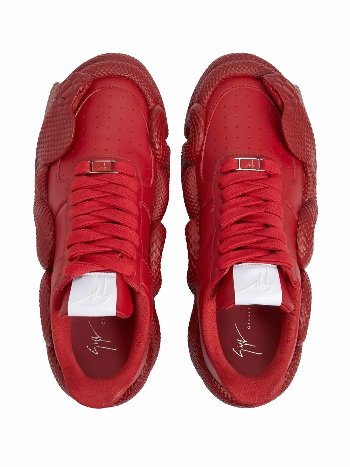 Giuseppe Zanotti コブラスネークトリム ローカットスニーカー（レッド） - 画像4