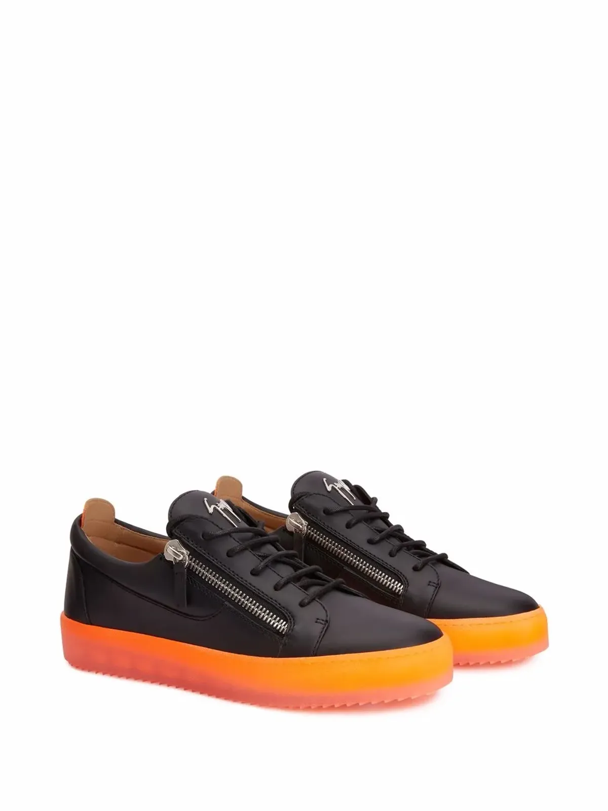 Giuseppe Zanotti フランキー ロー・トップ レザースニーカー（ブラック） - 画像2