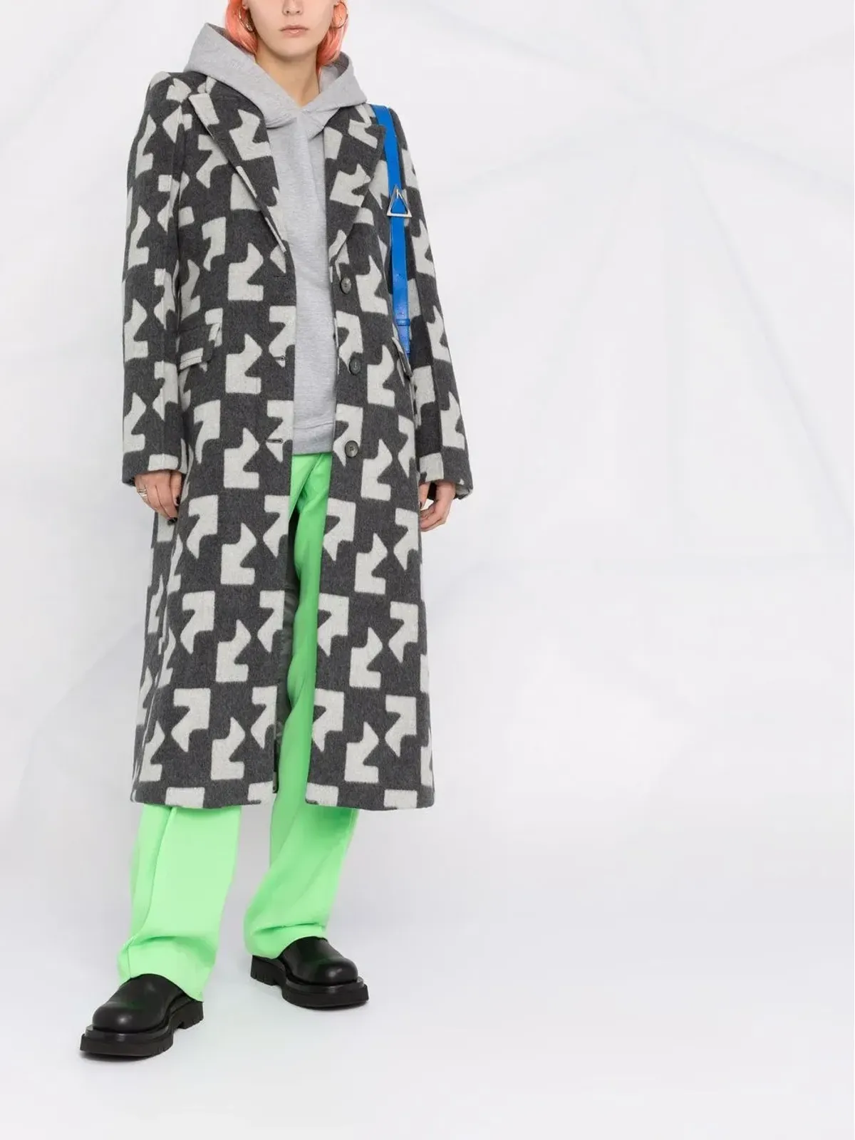 Off-White 幾何学模様のオーバーコート - 画像2