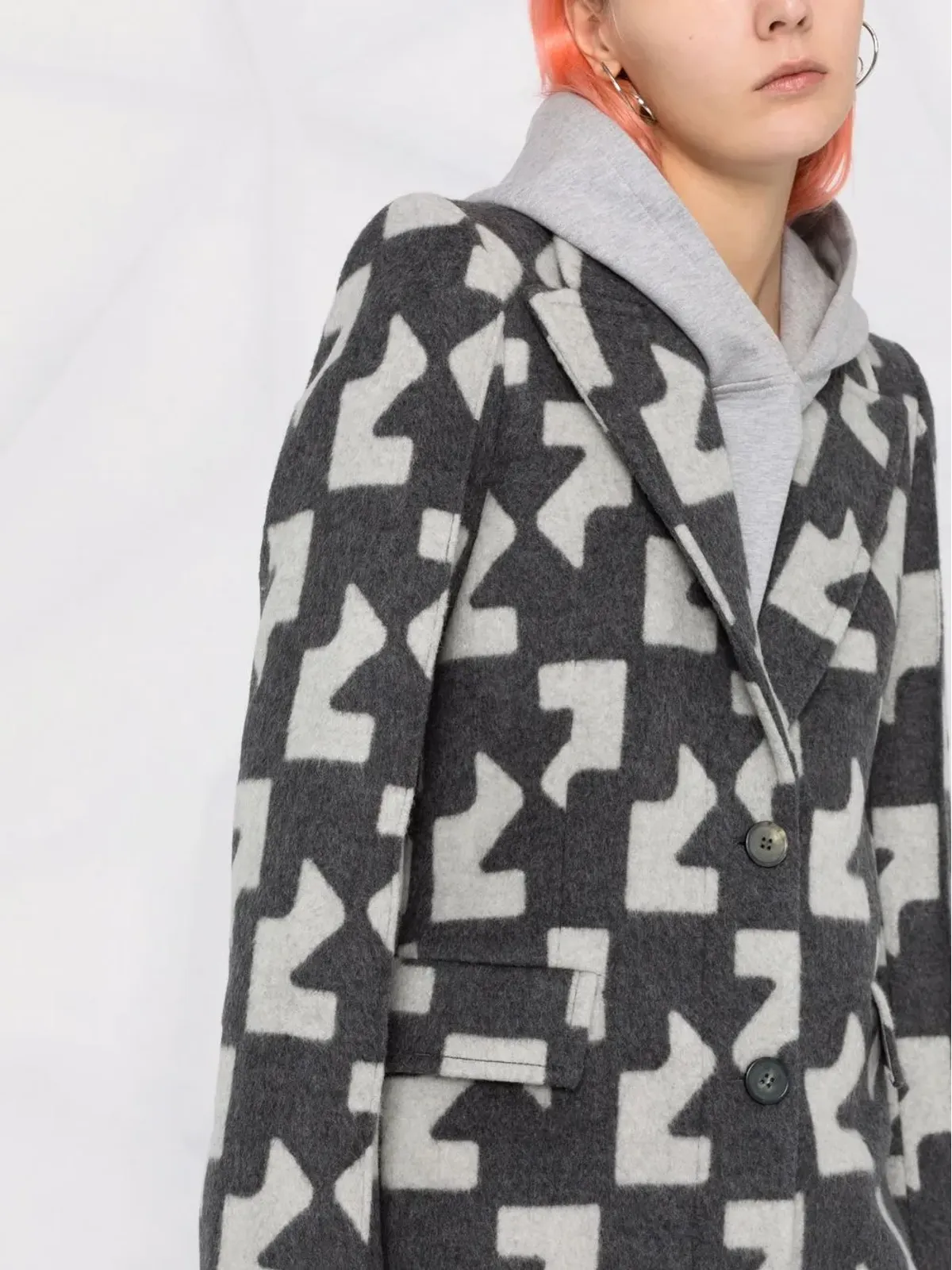 Off-White 幾何学模様のオーバーコート - 画像3