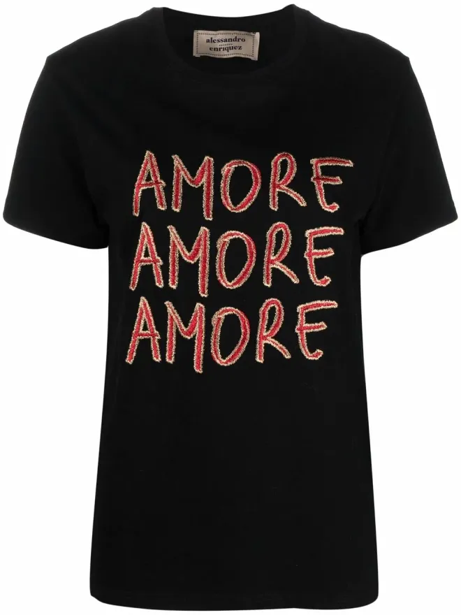 alessandro enriquez alessandro enriquez Amore 刺繍ロゴ Tシャツの商品画像