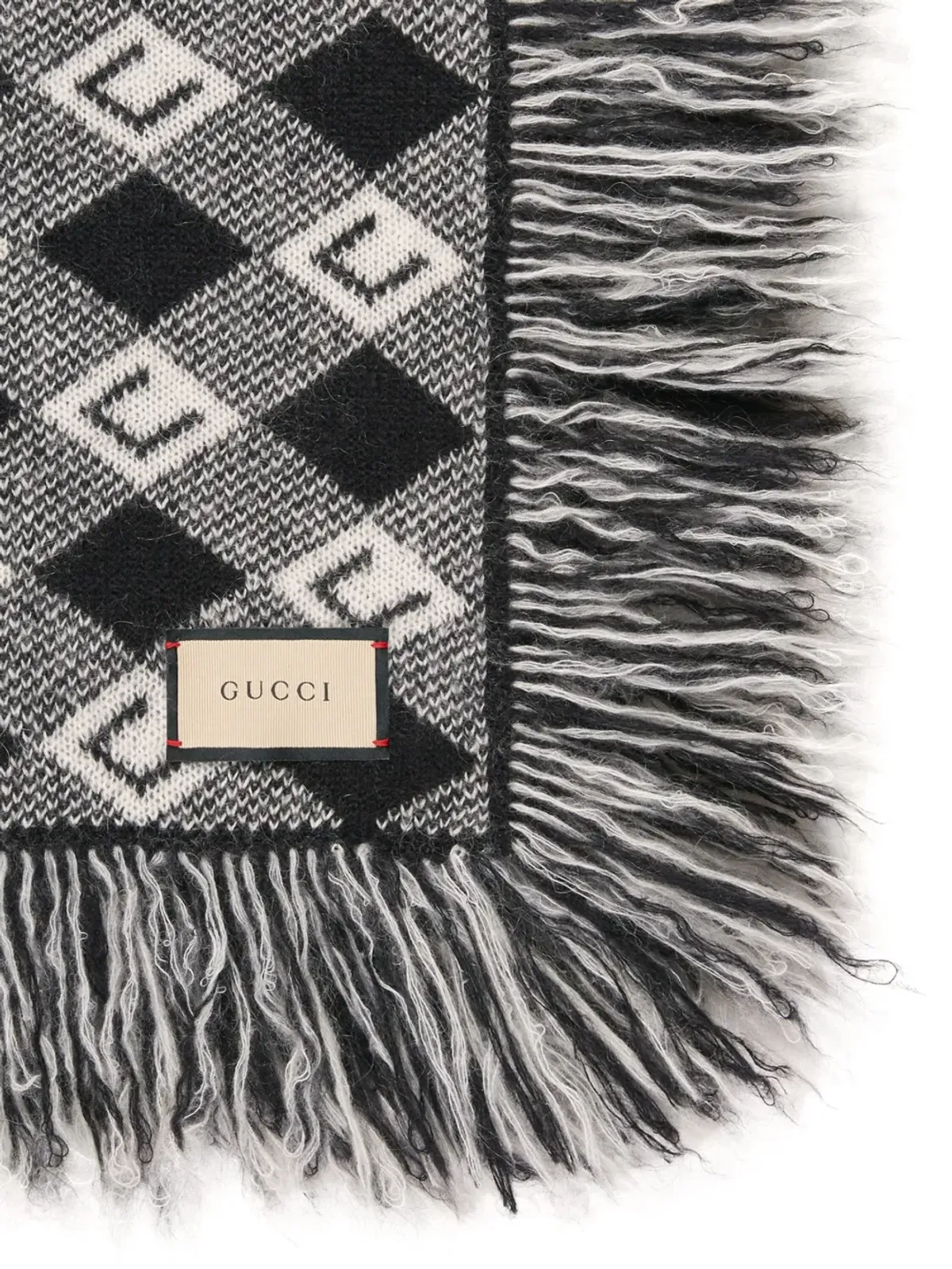 Gucci ロゴ入りインターシャチェック柄ブランケット - 画像2