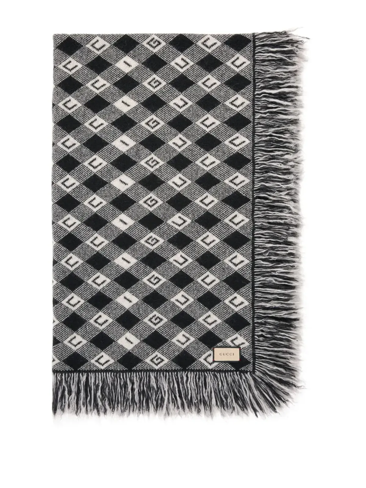 Gucci ロゴ入りインターシャチェック柄ブランケット - 画像3