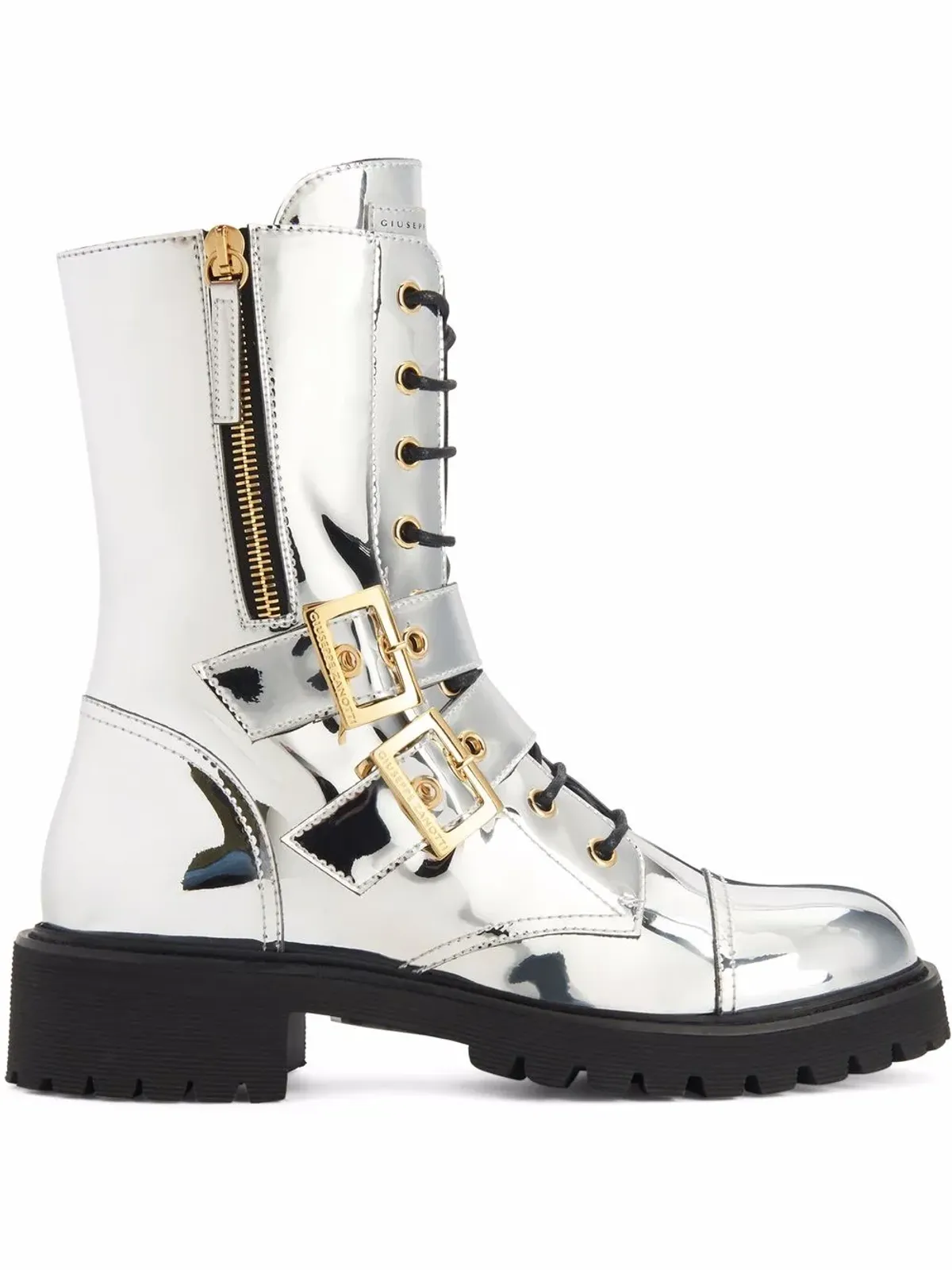 Giuseppe Zanotti ティファ メタリック カーフ丈ブーツ - シルバー - 画像1