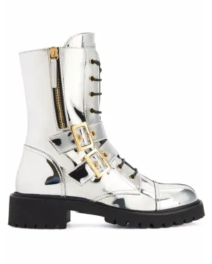 Giuseppe Zanotti ティファ メタリック カーフ丈ブーツ - シルバー - サムネイル1