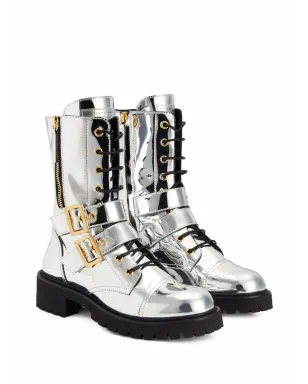 Giuseppe Zanotti ティファ メタリック カーフ丈ブーツ - シルバー - サムネイル2
