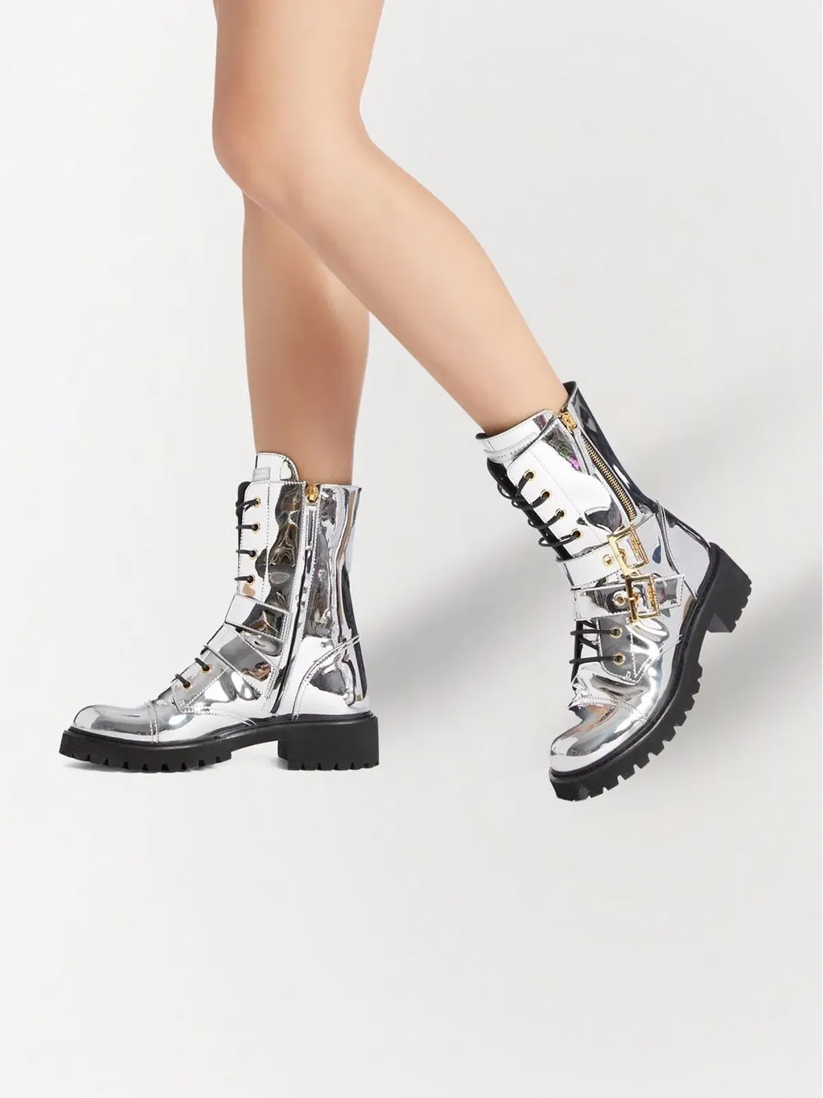 Giuseppe Zanotti ティファ メタリック カーフ丈ブーツ - シルバー - 画像4