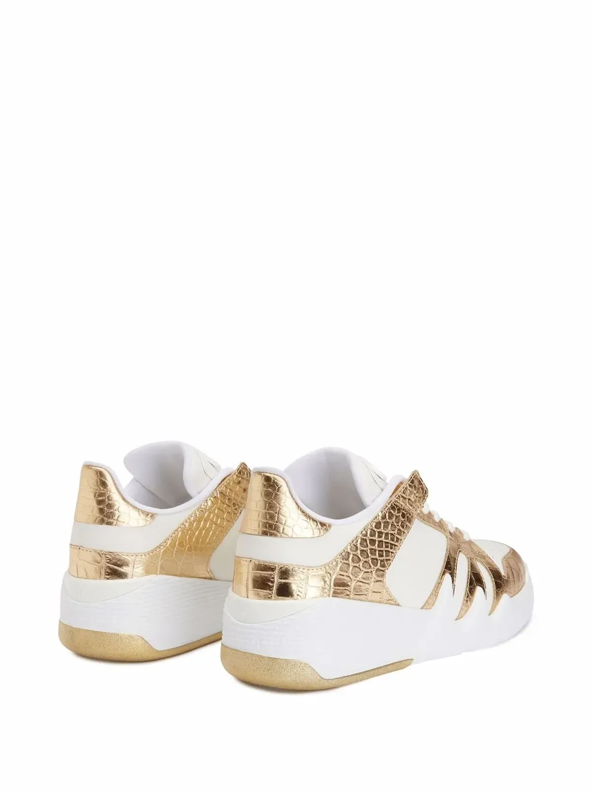 Giuseppe Zanotti タロン クロコダイルエフェクト レザー ロー・トップスニーカー ホワイト - 画像3