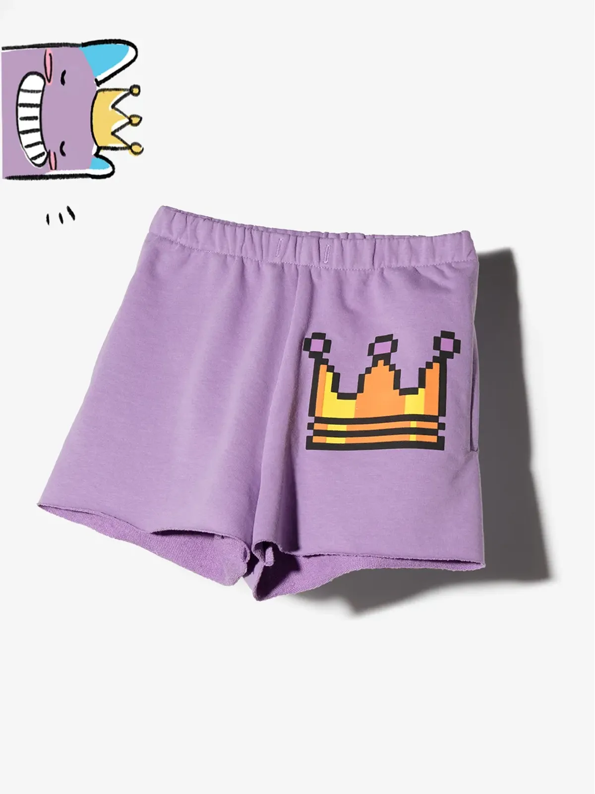 Natasha Zinko Kids ピクセルクラウンプリントショーツ - 画像2