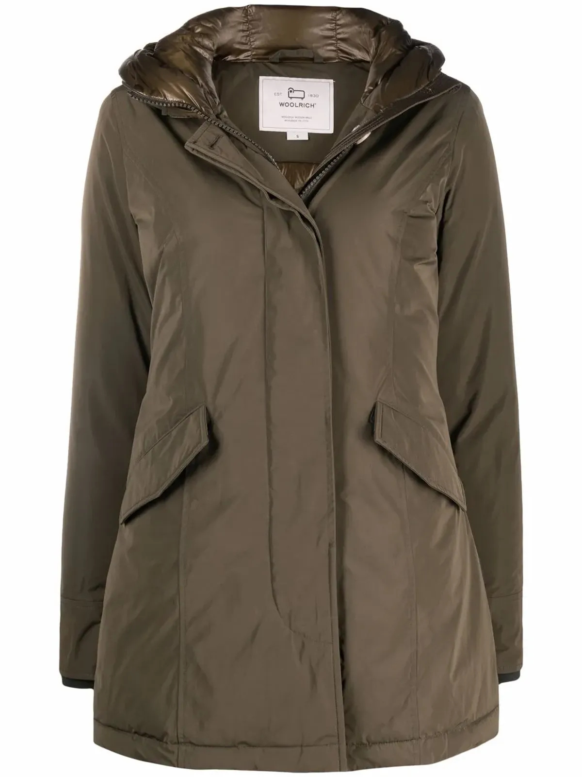 Woolrich ロゴパッチ フード付き ダウンパッド入り コート - 画像1