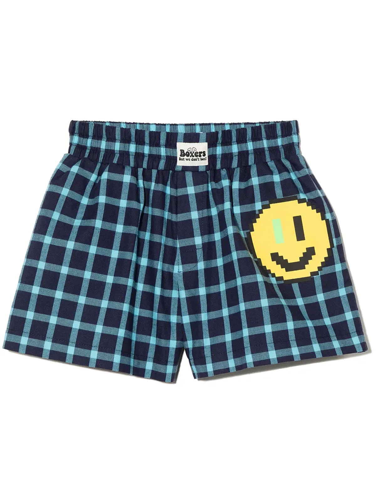 Natasha Zinko Kids ピクセルスマイリープリント チェック柄 ボクサーショーツ - 画像1