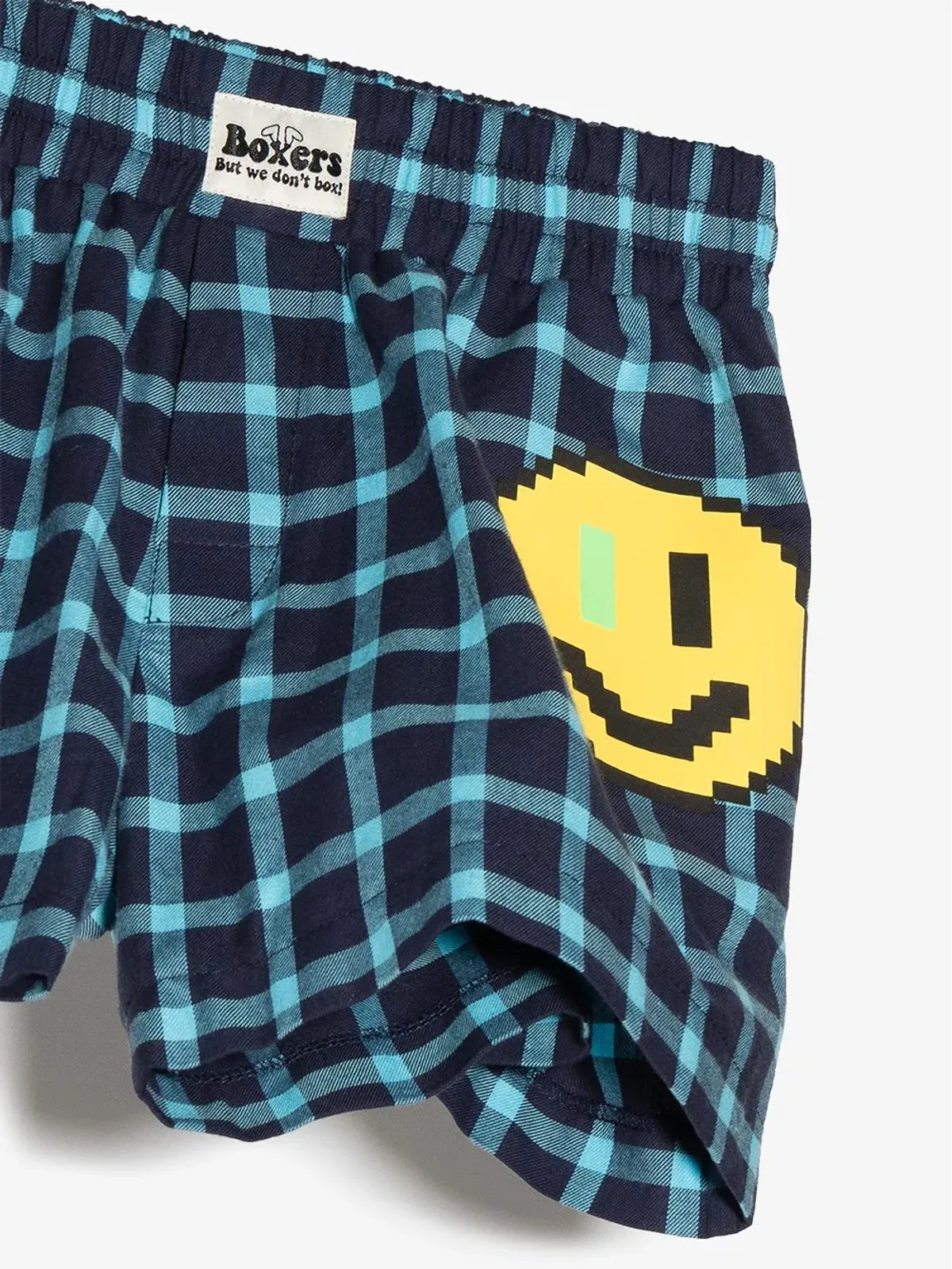 Natasha Zinko Kids ピクセルスマイリープリント チェック柄 ボクサーショーツ - 画像3