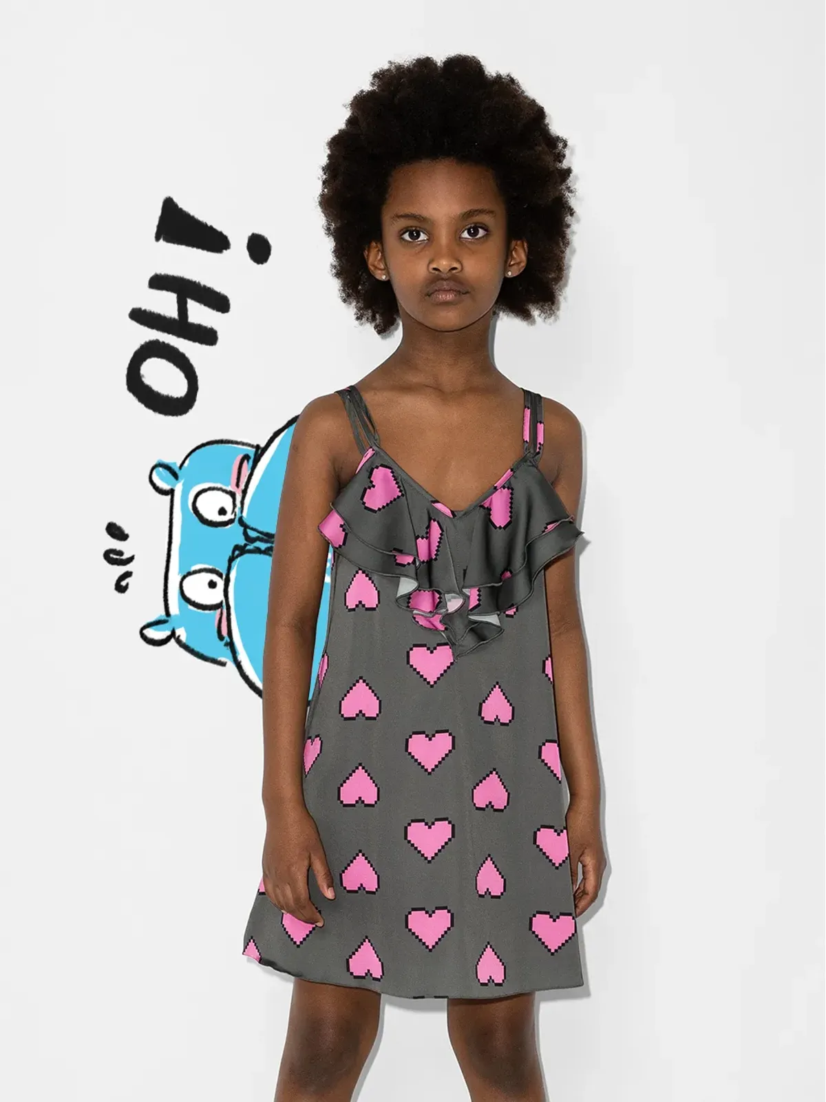 Natasha Zinko Kids ピクセルハート フリルミニドレス - 画像2
