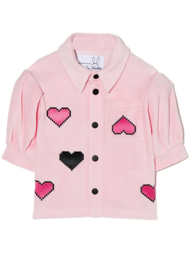 Natasha Zinko Kids Natasha Zinko Kids ハートモチーフ パフスリーブ ブラウス - ピンクの商品画像