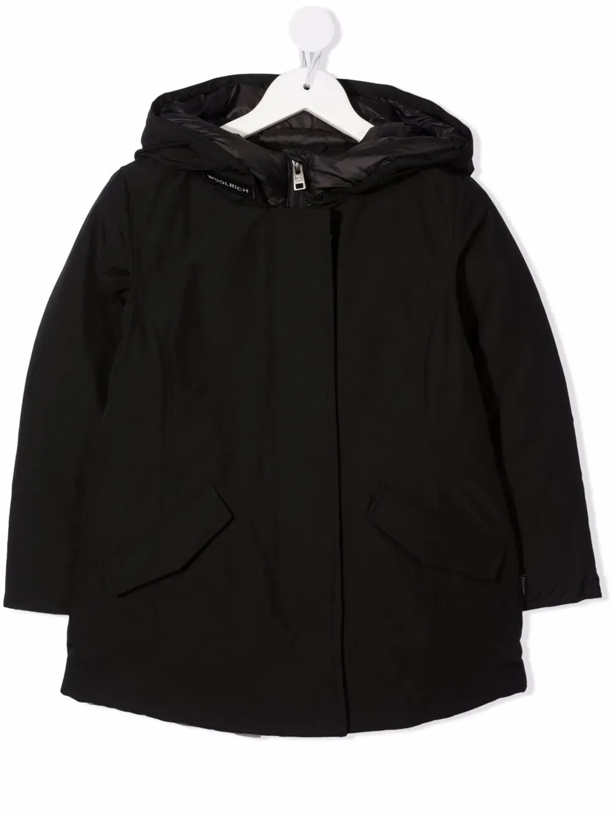 Woolrich Kids hooded feather-down cotton-blend coat - Black - 画像1