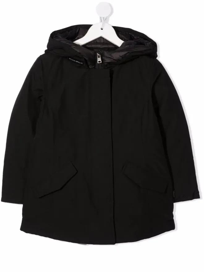 Woolrich Kids Woolrich Kids hooded feather-down cotton-blend coat - Blackの商品画像
