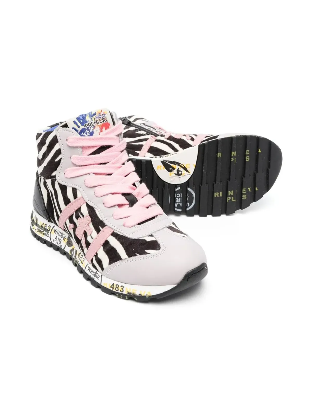 Premiata Kids ゼブラ柄ハイカットスニーカー - 画像2