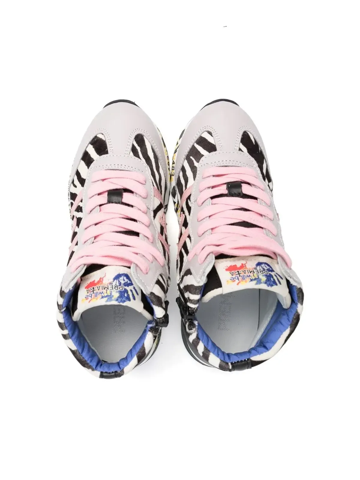 Premiata Kids ゼブラ柄ハイカットスニーカー - 画像3
