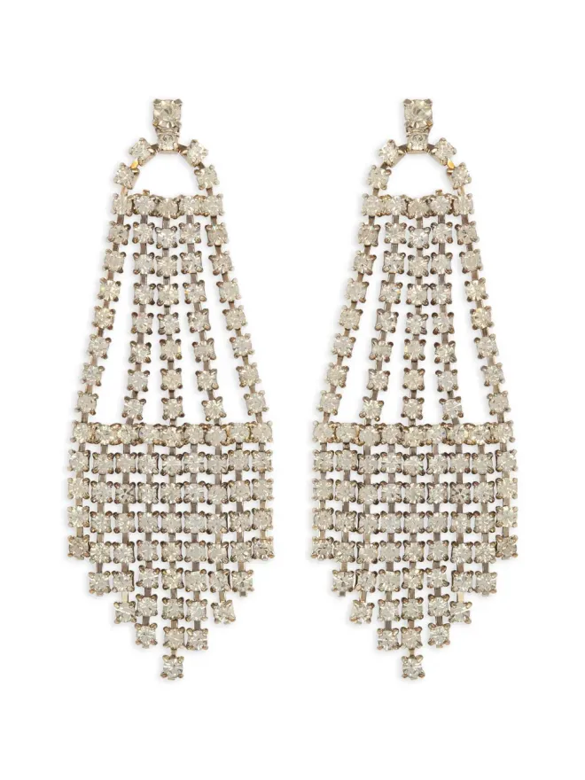 Susan Caplan Vintage Susan Caplan Vintage 1980s シャンデリアクリスタル装飾のぶら下がりイヤリング - Silverの商品画像