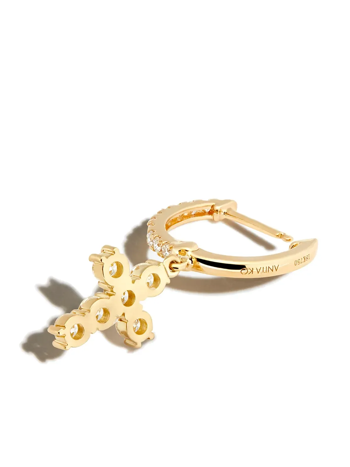 Anita Ko 18kt yellow gold diamond huggie drop earring - 画像3