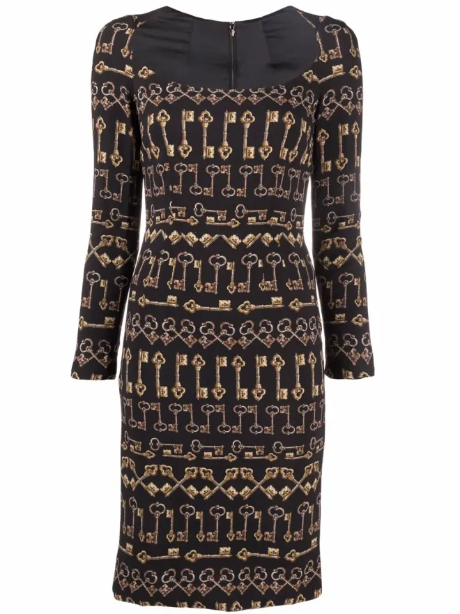 Dolce & Gabbana Pre-Owned Dolce & Gabbana ビンテージ 2000s キー・プリント フィットドレス - Blackの商品画像
