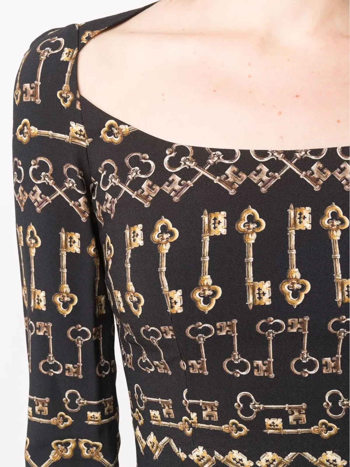 Dolce & Gabbana ビンテージ 2000s キー・プリント フィットドレス - Black - 画像5