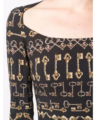 Dolce & Gabbana ビンテージ 2000s キー・プリント フィットドレス - Black - サムネイル5
