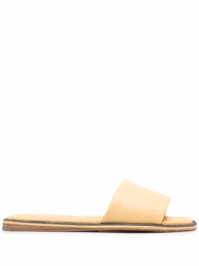 Brunello Cucinelli Brunello Cucinelli ビーズ装飾フラットサンダル - ニュートラルの商品画像