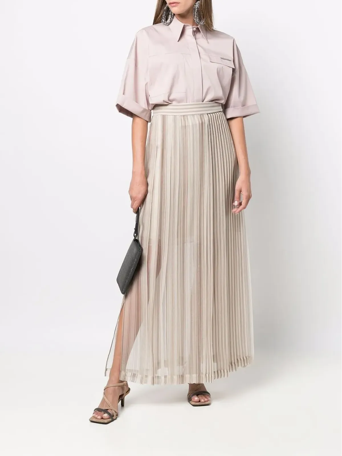 Brunello Cucinelli レイヤードプリーツマキシスカート - 画像2