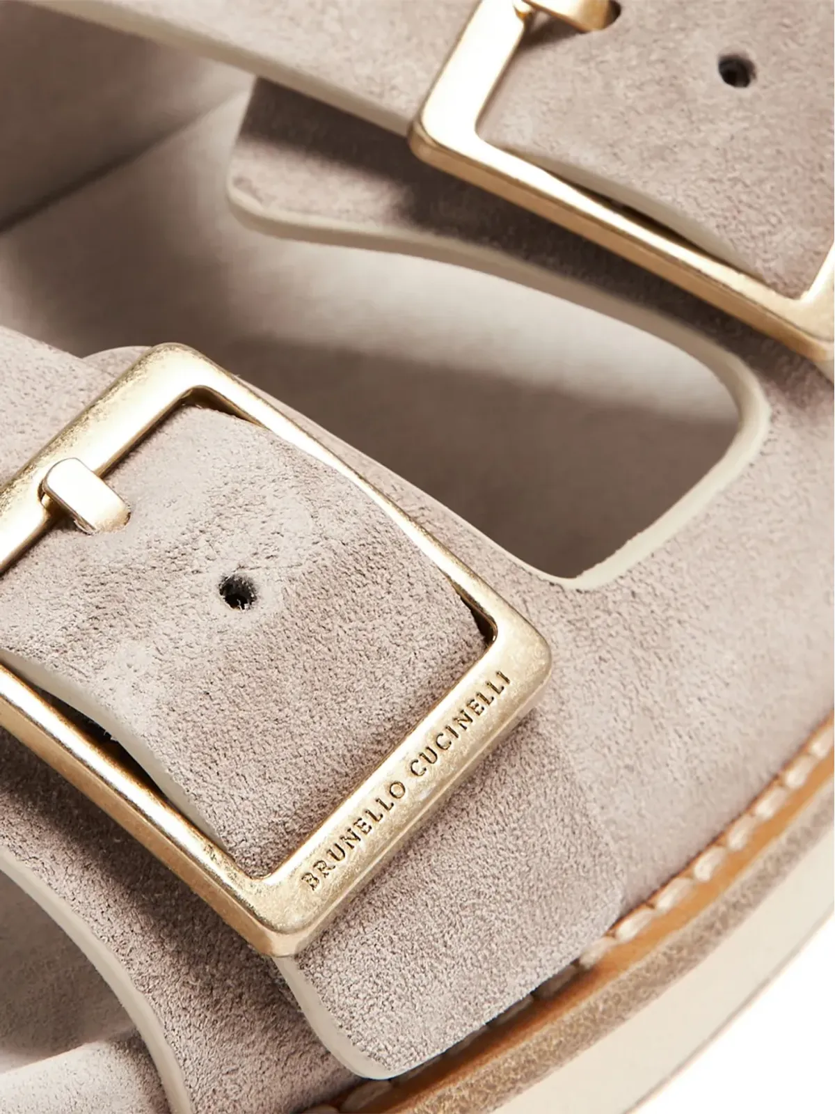 Brunello Cucinelli バックル付きスエードサンダル - 画像4