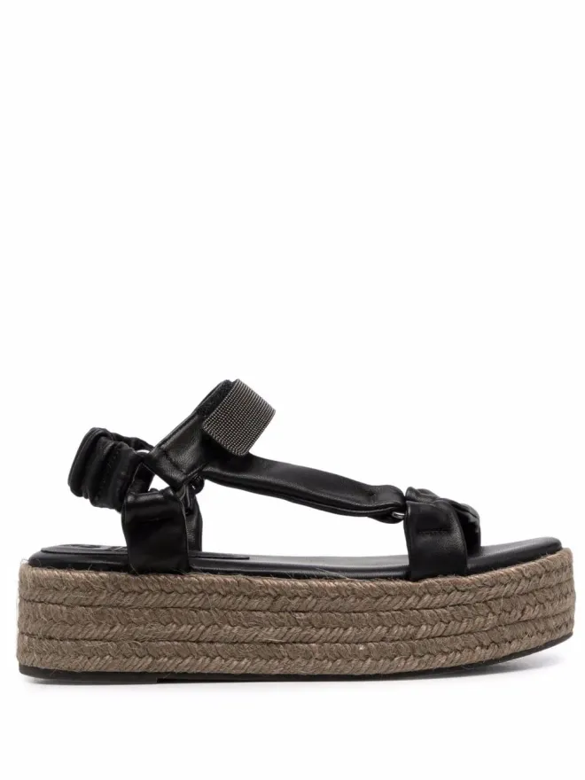 Brunello Cucinelli Brunello Cucinelli モニリモチーフ付きプラットフォームエスパドリーユ - ブラックの商品画像