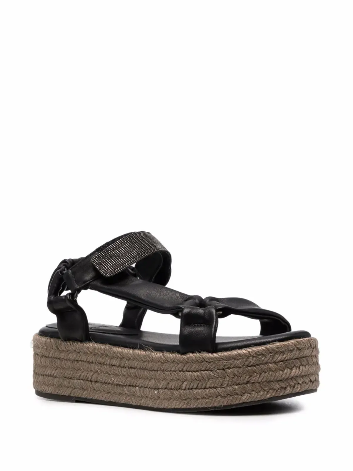 Brunello Cucinelli モニリモチーフ付きプラットフォームエスパドリーユ - ブラック - 画像2
