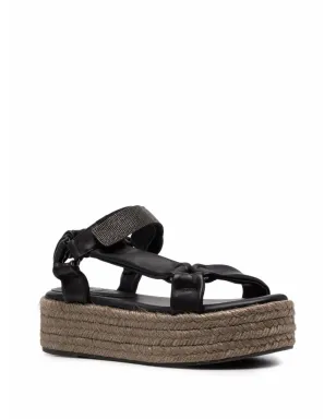 Brunello Cucinelli モニリモチーフ付きプラットフォームエスパドリーユ - ブラック - サムネイル2