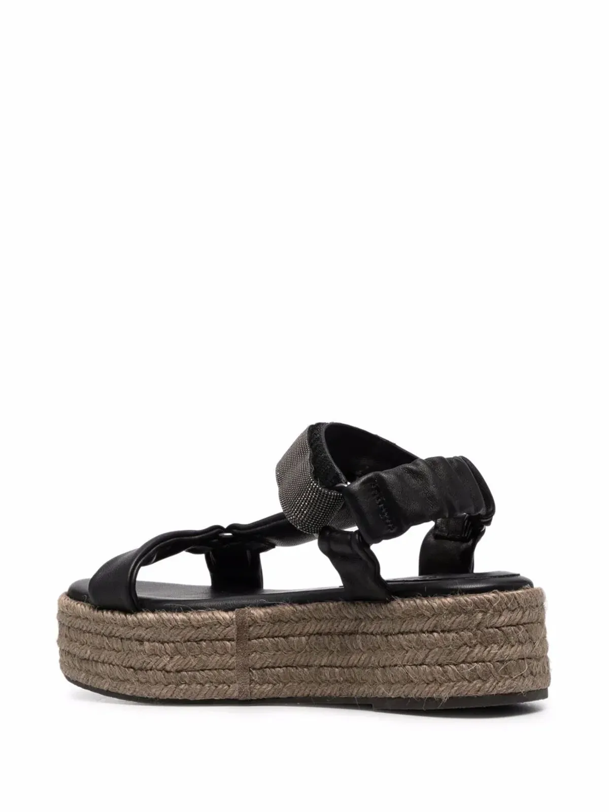 Brunello Cucinelli モニリモチーフ付きプラットフォームエスパドリーユ - ブラック - 画像3