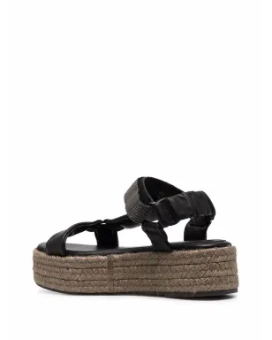 Brunello Cucinelli モニリモチーフ付きプラットフォームエスパドリーユ - ブラック - サムネイル3