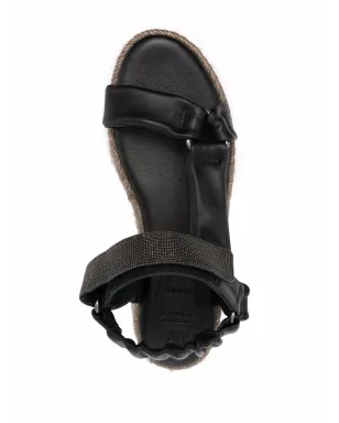 Brunello Cucinelli モニリモチーフ付きプラットフォームエスパドリーユ - ブラック - サムネイル4