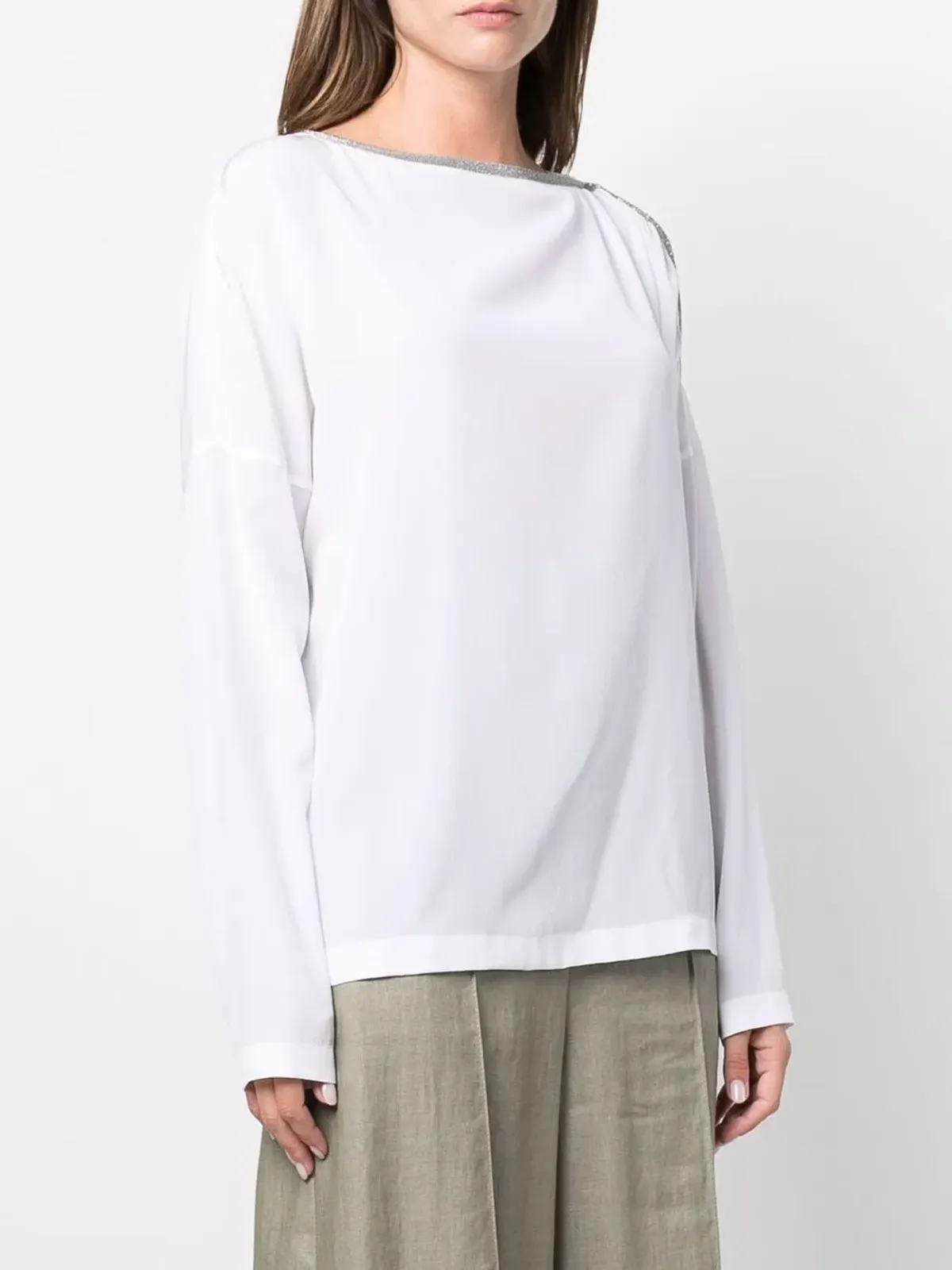 Brunello Cucinelli コールドショルダー ブラウス - ホワイト - 画像3