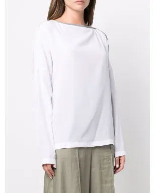 Brunello Cucinelli コールドショルダー ブラウス - ホワイト - サムネイル3