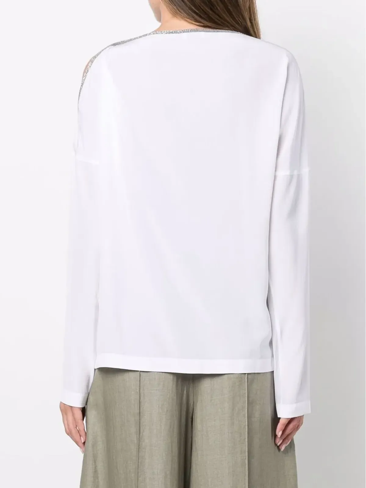 Brunello Cucinelli コールドショルダー ブラウス - ホワイト - 画像4