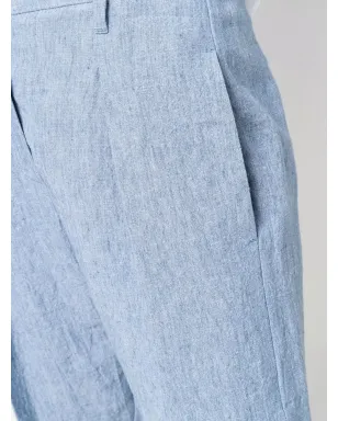 Brunello Cucinelli カフドアンクルリネン スーツパンツ（ブルー） - サムネイル5