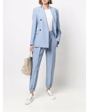 Brunello Cucinelli カフドアンクルリネン スーツパンツ（ブルー） - サムネイル2