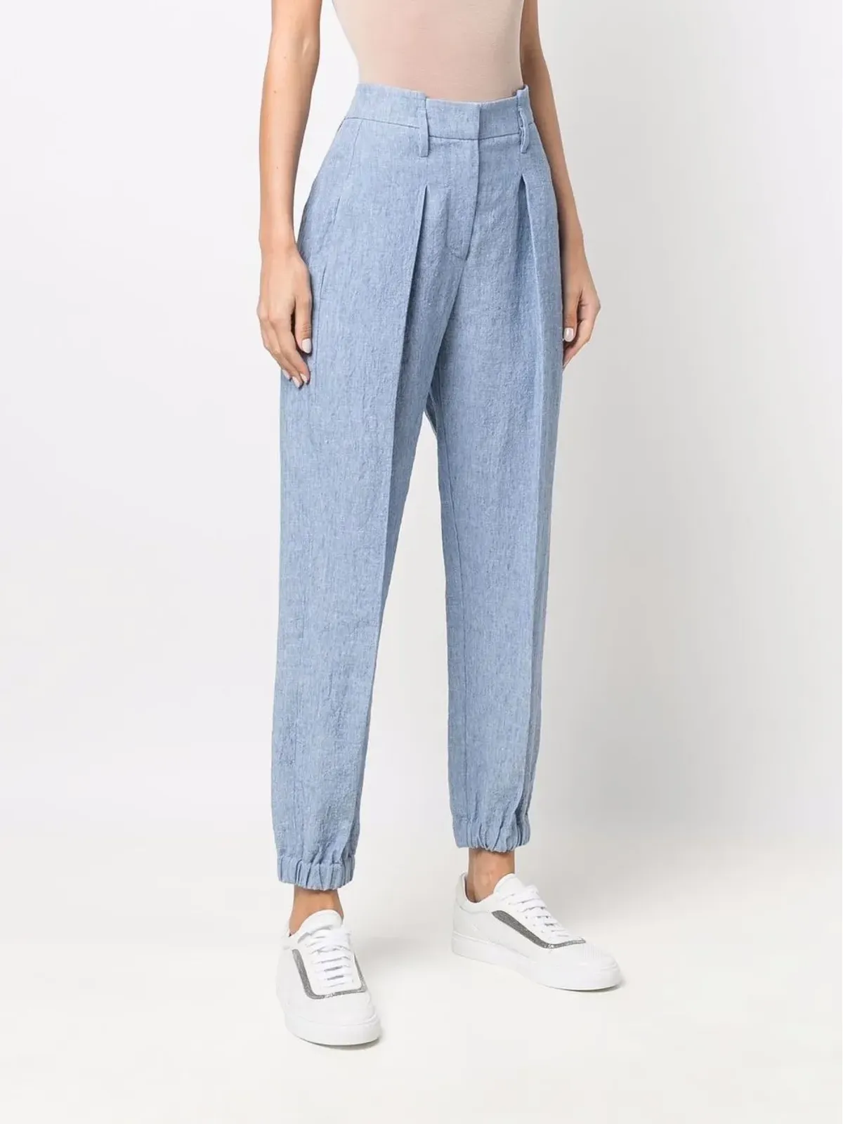 Brunello Cucinelli カフドアンクルリネン スーツパンツ（ブルー） - 画像3